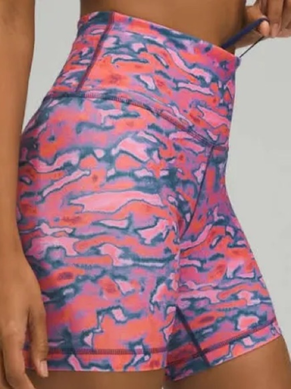 lululemon athletica Pink & Blue Marbled High-Rise Bike Shorts